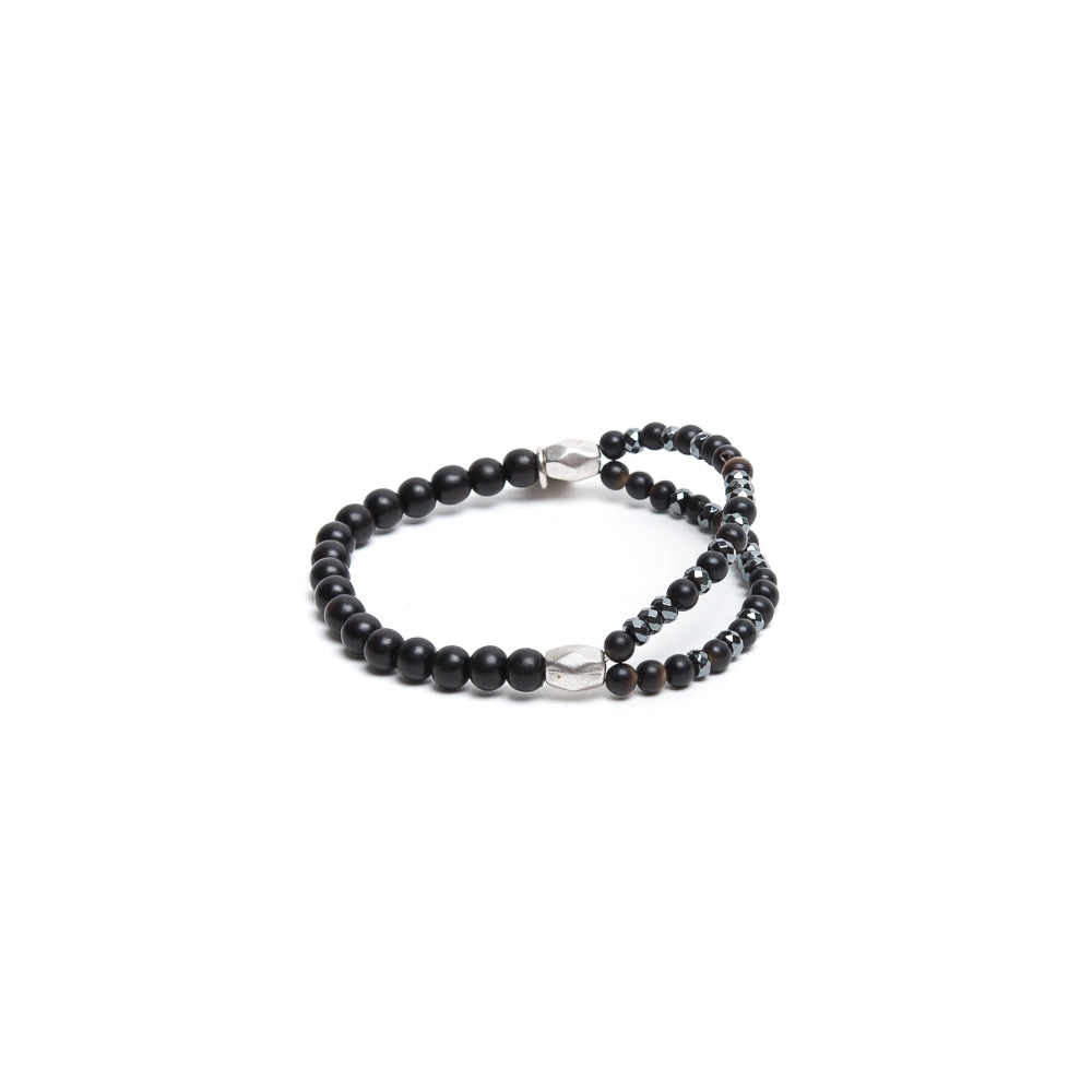D'AMICO Bracciale Doppio EbanoEmatite Nera In vendita