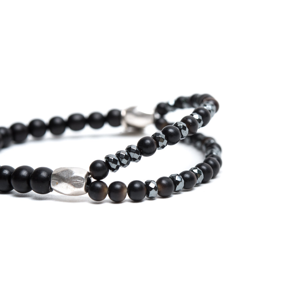 D'AMICO Bracciale Doppio EbanoEmatite Nera In vendita