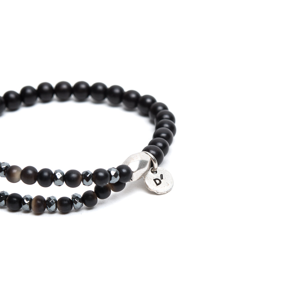 D'AMICO Bracciale Doppio EbanoEmatite Nera In vendita