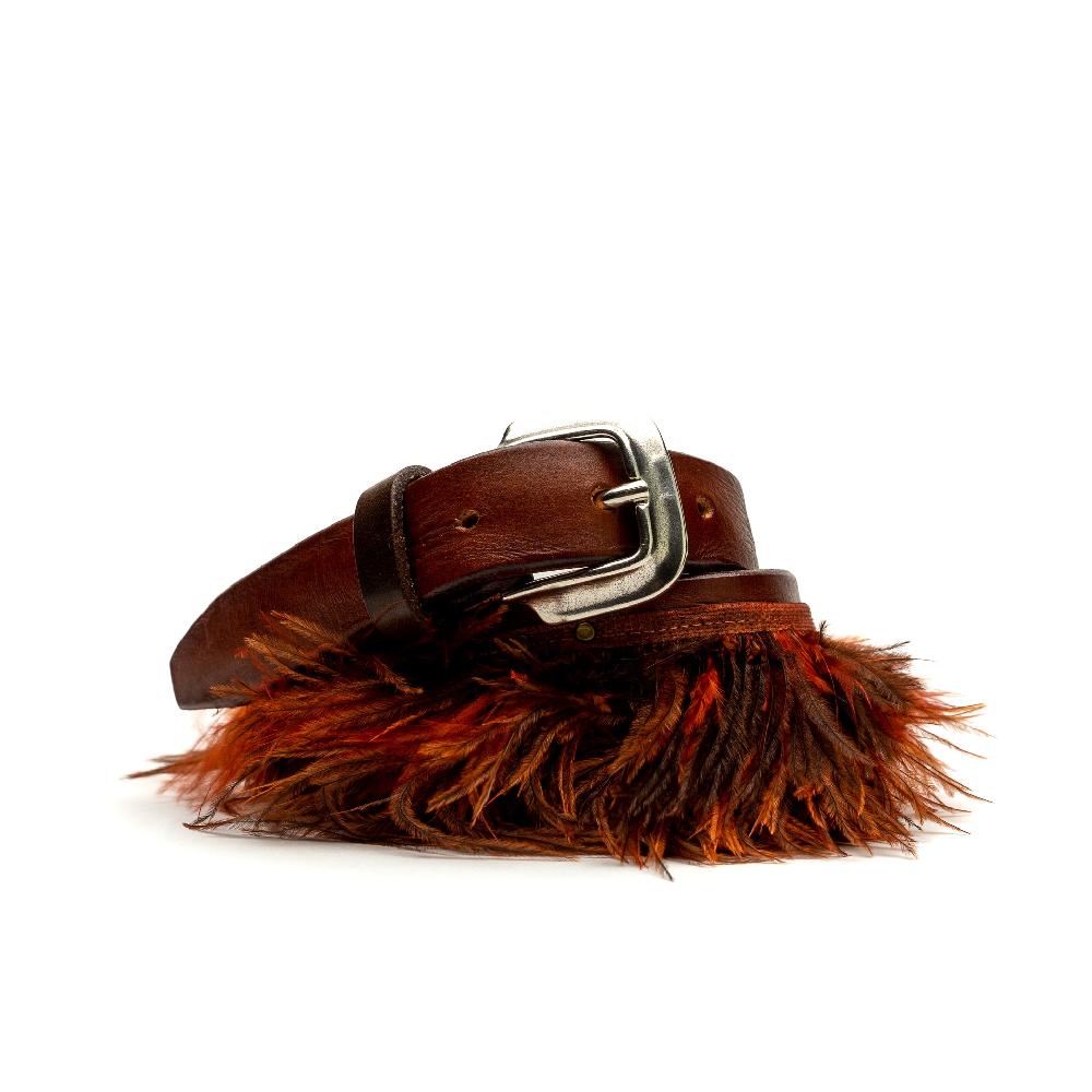 D'AMICO Cintura cuoio vintage Brown Piume e Decorazioni Navajo