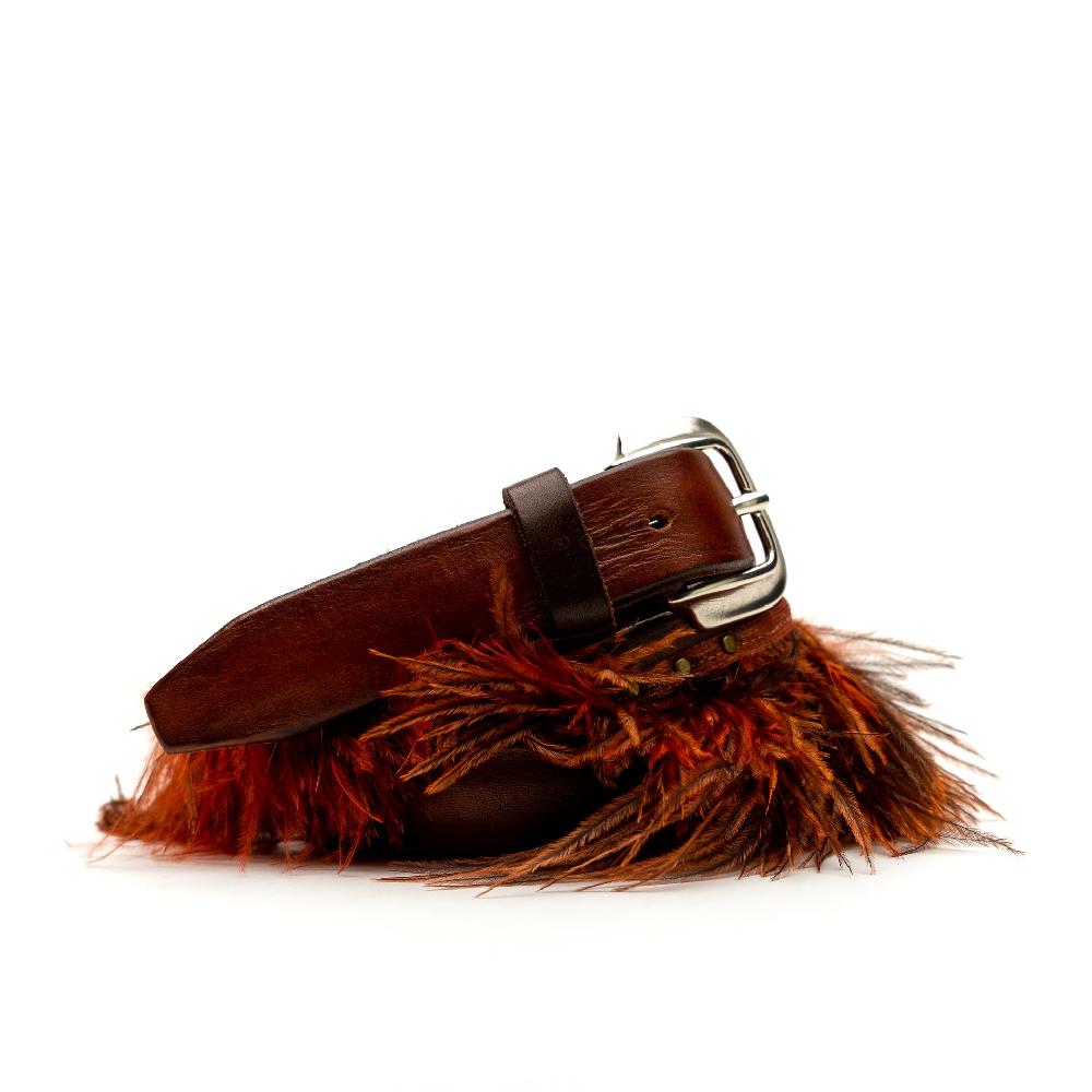 D'AMICO Cintura cuoio vintage Brown Piume e Decorazioni Navajo Moda