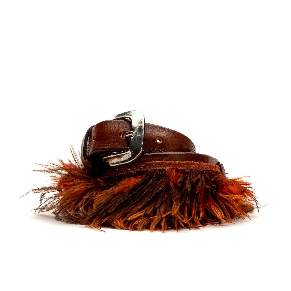 D'AMICO Cintura cuoio vintage Brown Piume e Decorazioni Navajo Moda