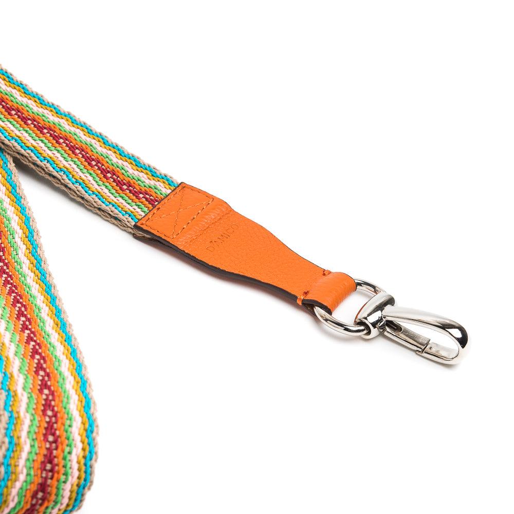 D'AMICO Tracolla Nastro Spigato Multicolore + Stampa Alce Arancione Fino Al -60%