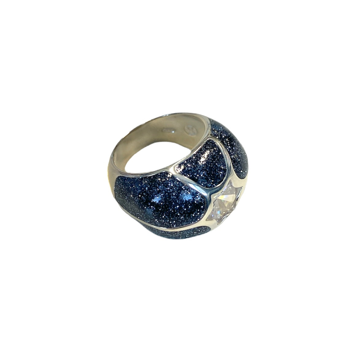 D'AMICO Anello Stella Glitter Blue Navy Prezzo Ridotto