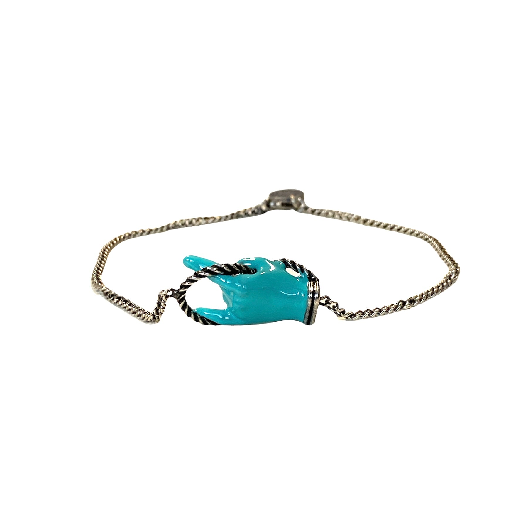 D'AMICO Bracciale Catenina con "Horn" Laccato Turchese Online