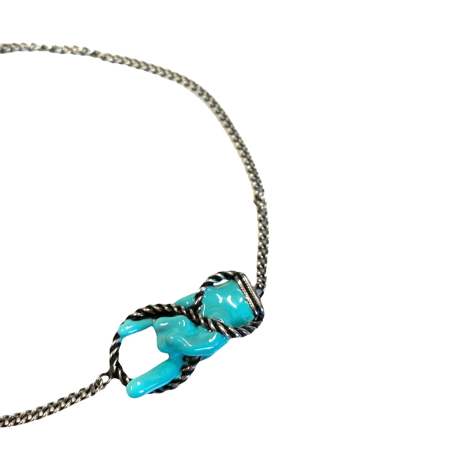 D'AMICO Bracciale Catenina con "Horn" Laccato Turchese Online