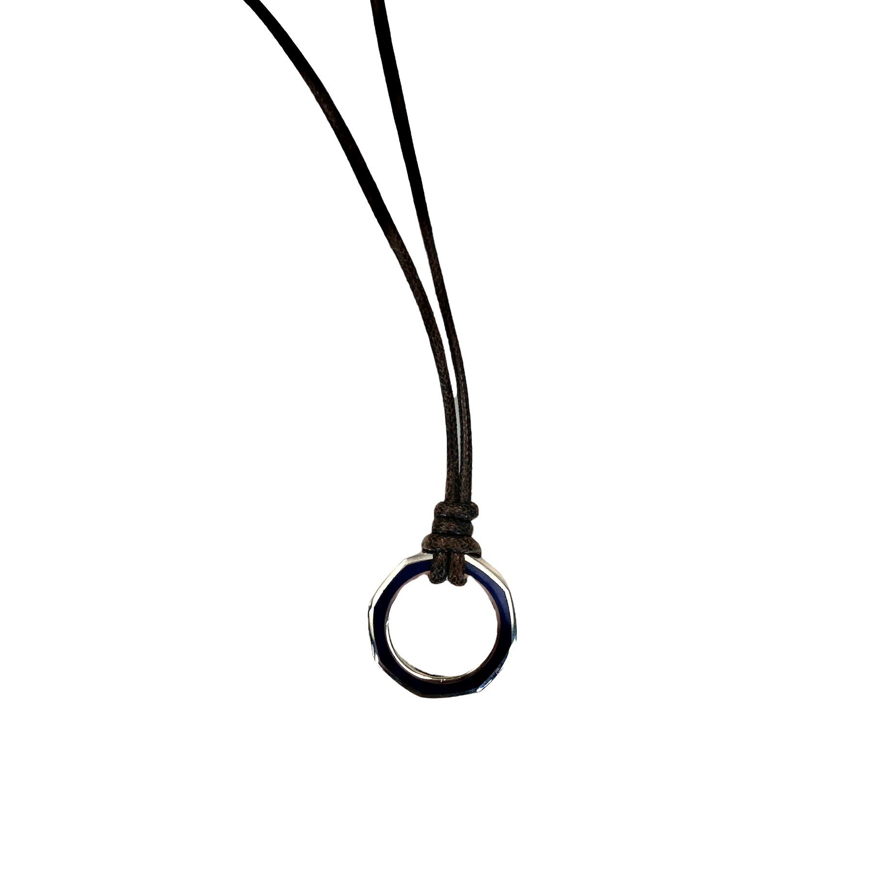 D'AMICO Collana Anella Laccata Blue Navy + Cordone Cerato Testa Moro Outlet