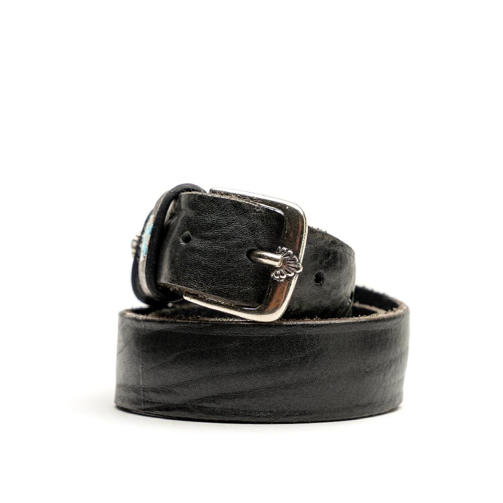 D'AMICO Cintura Cuoio Vintage Nero Passanti Decorati Moda