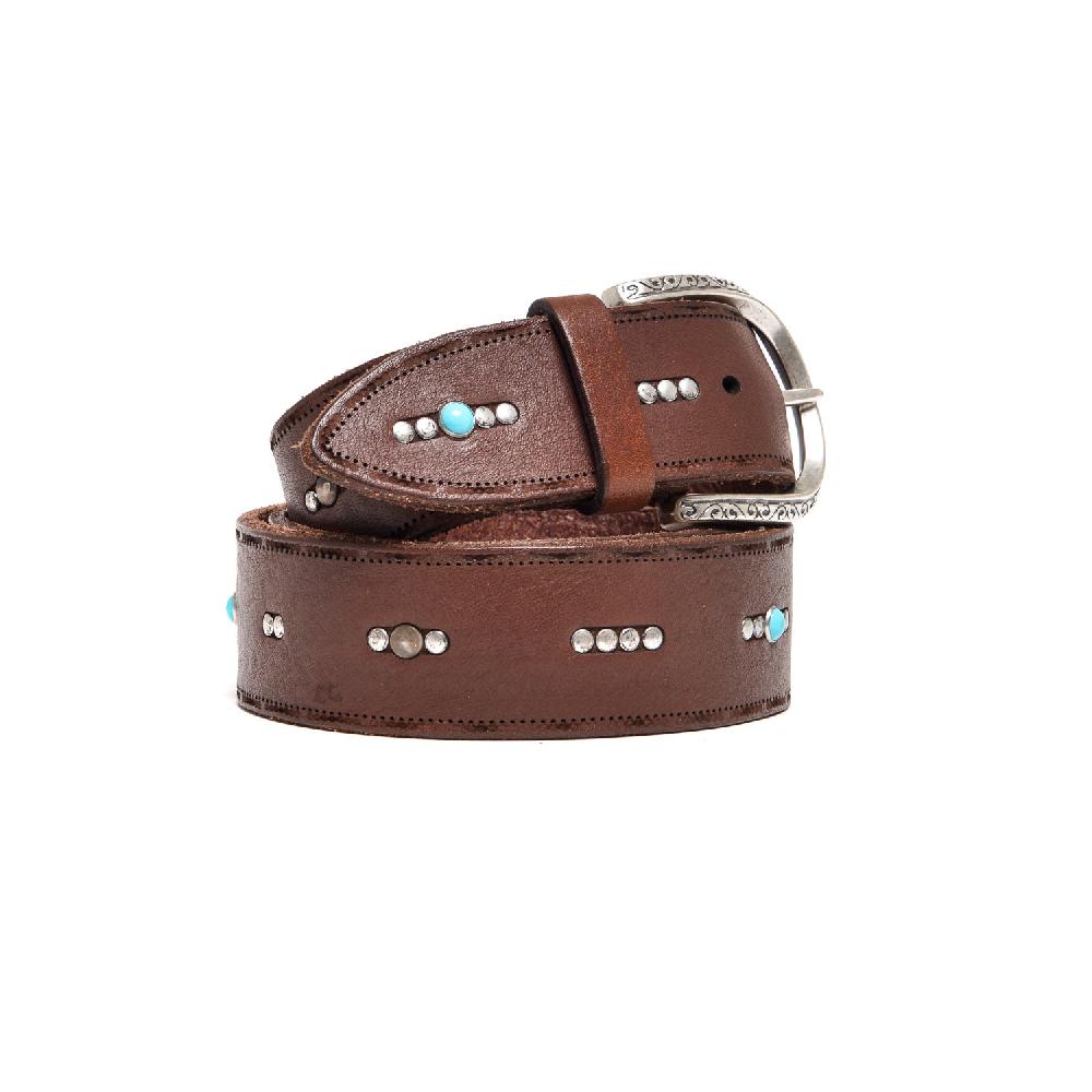 D'AMICO Cintura Borchiette Argento + Turchesi h40 Testa Moro Italia