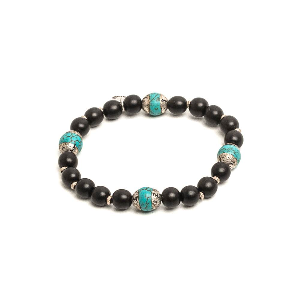 D'AMICO Bracciale Ameya + Elastico Legno Nero + Turchese Prezzo Ridotto