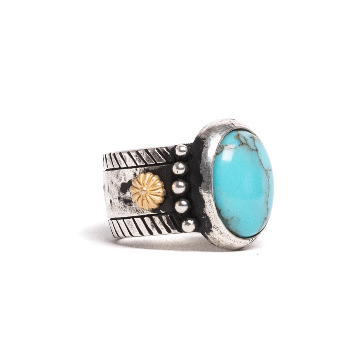 D'AMICO Anello Ovale Turchese + Stelline Dorate Sconto