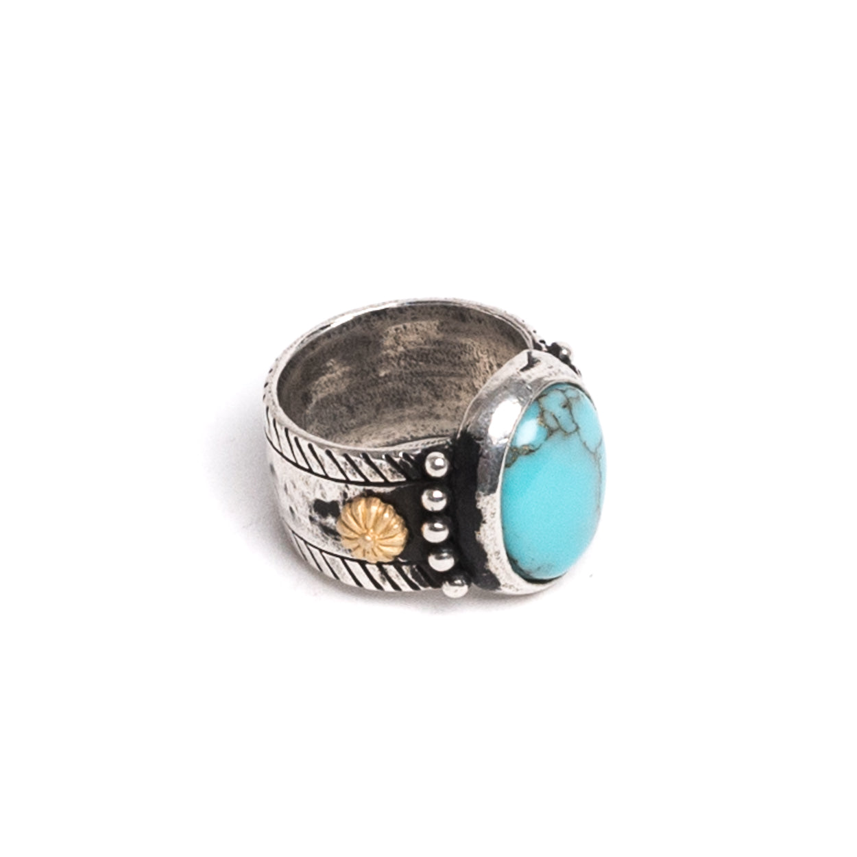D'AMICO Anello Ovale Turchese + Stelline Dorate Sconto