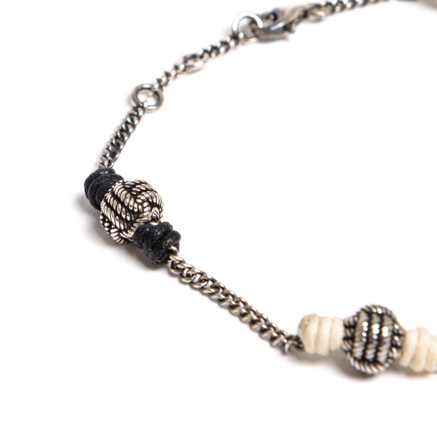 D'AMICO Bracciale Catenina + Palline Nodo Argento + Filo Cerato Offerte