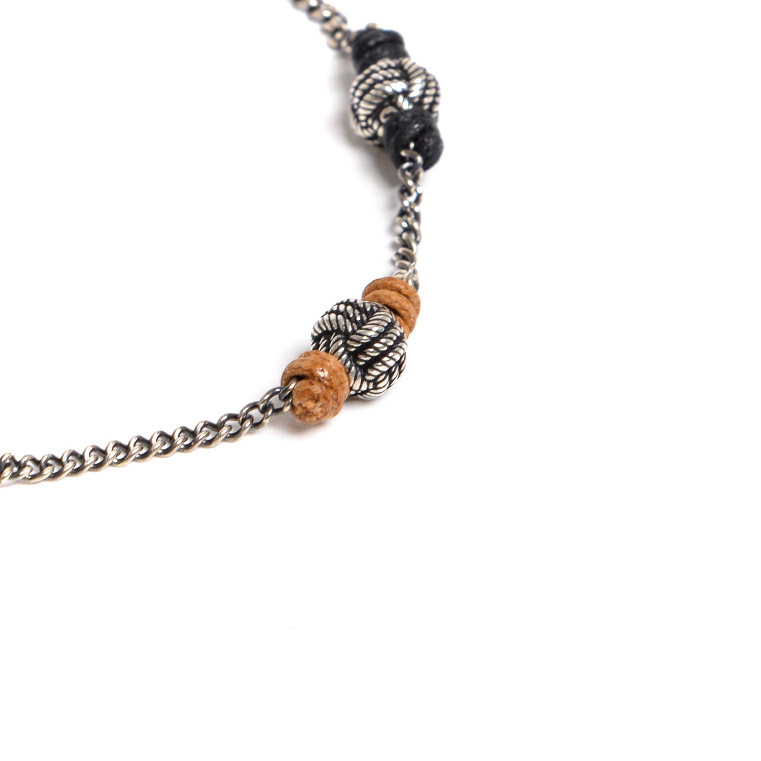 D'AMICO Bracciale Catenina + Palline Nodo Argento + Filo Cerato Offerte