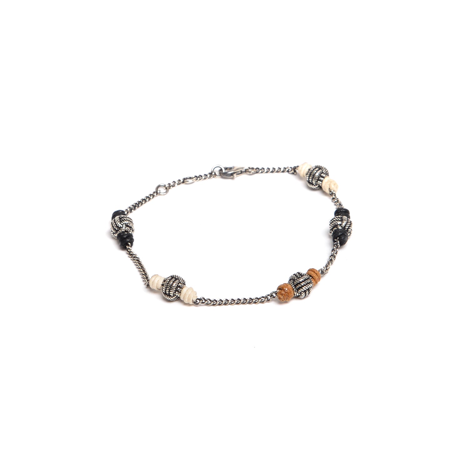 D'AMICO Bracciale Catenina + Palline Nodo Argento + Filo Cerato Offerte