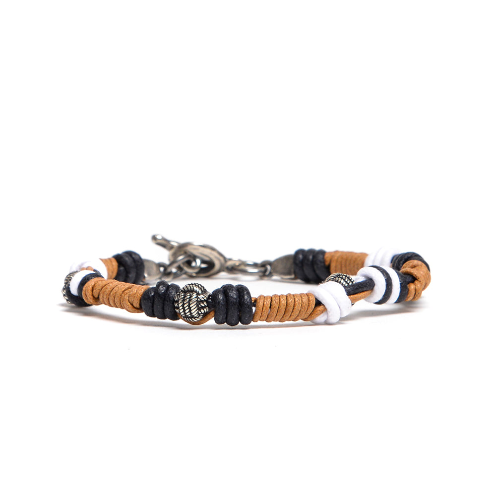 D'AMICO Bracciale Catenina Fili Cerati Annodati + Palline Nodo