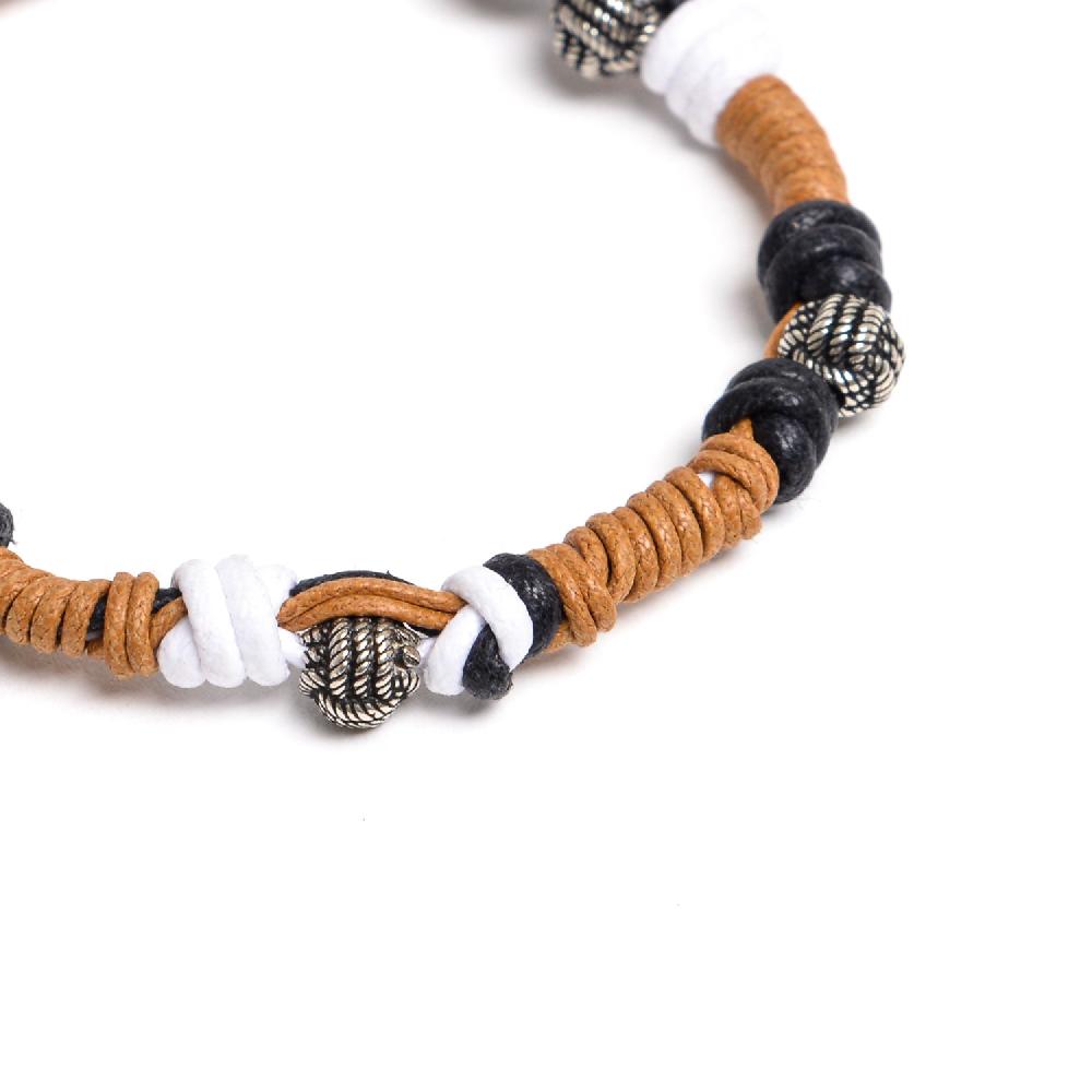 D'AMICO Bracciale Catenina Fili Cerati Annodati + Palline Nodo Hotsell