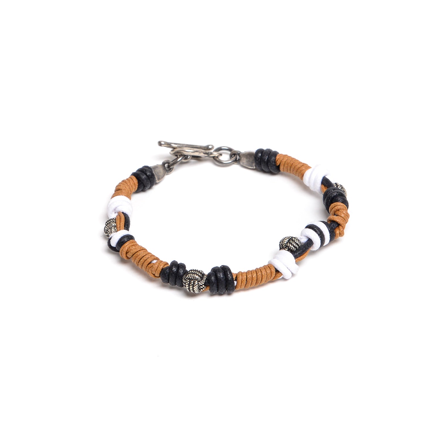D'AMICO Bracciale Catenina Fili Cerati Annodati + Palline Nodo Hotsell