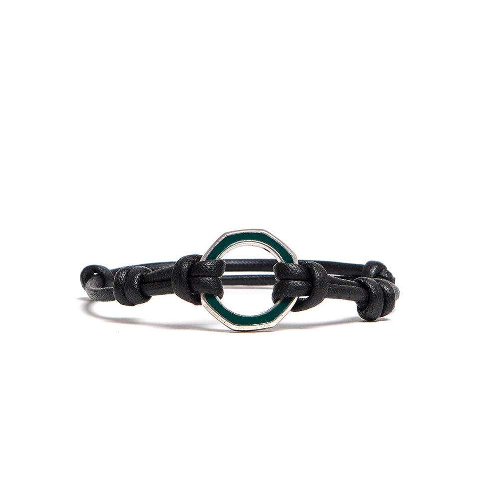 D'AMICO Bracciale Anelle Laccate Verdone + Cordone Cerato Testa Moro