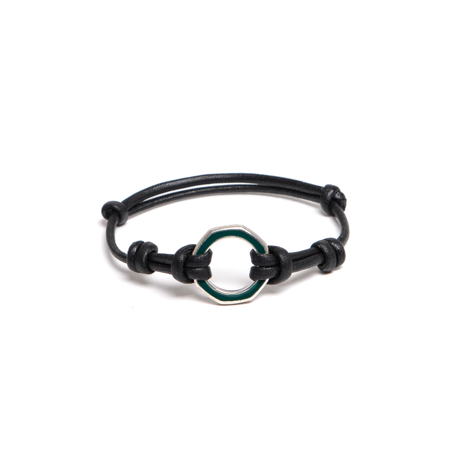 D'AMICO Bracciale Anelle Laccate Verdone + Cordone Cerato Testa Moro Vendite Flash