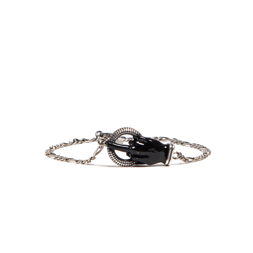 D'AMICO Bracciale Catenina con "Fuck" Laccato Nero