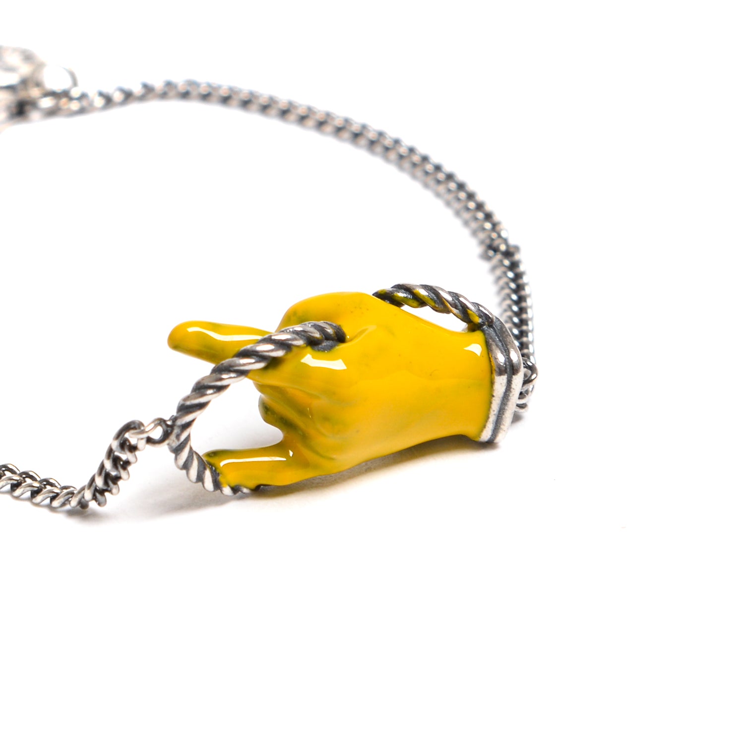 D'AMICO Bracciale Catenina con "Horn" Laccato Giallo Rilascio limitato
