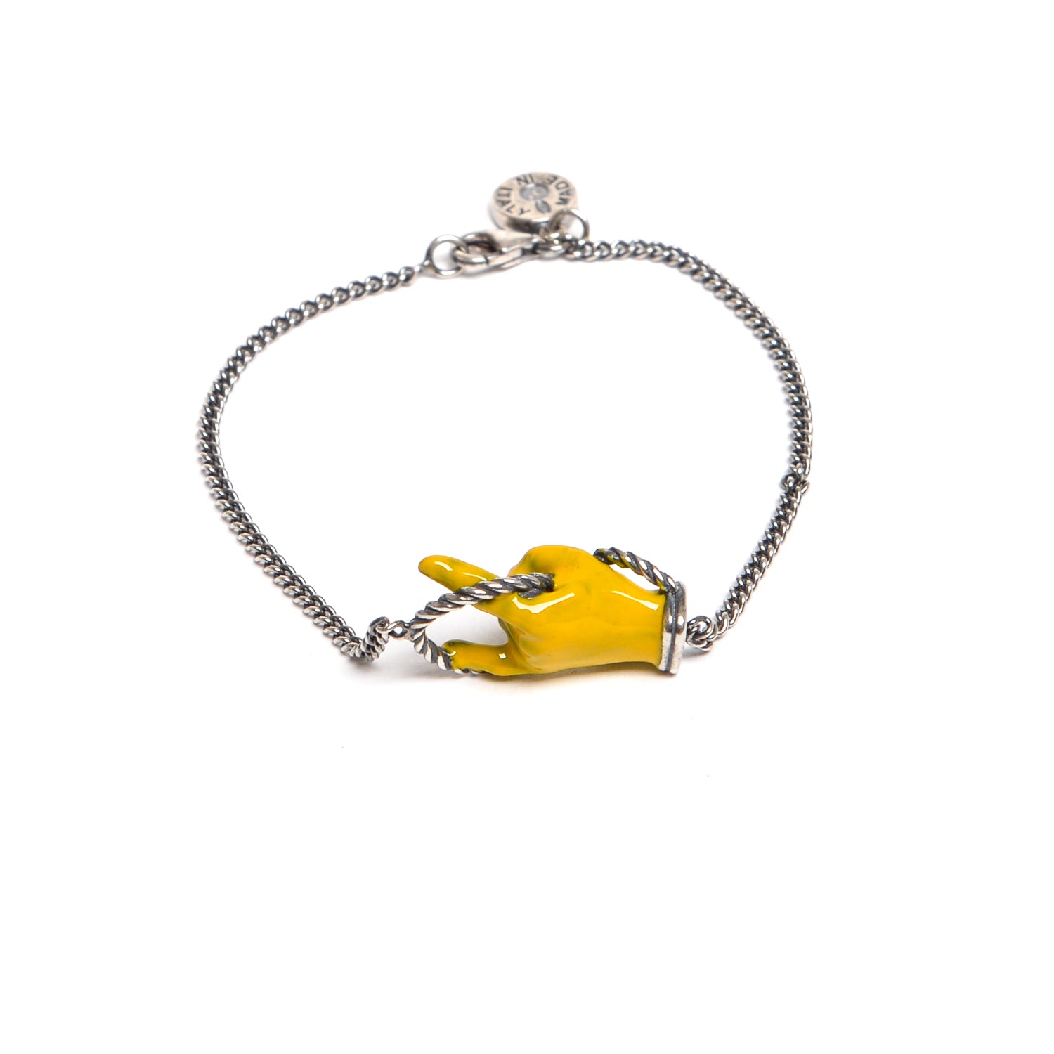 D'AMICO Bracciale Catenina con "Horn" Laccato Giallo Rilascio limitato
