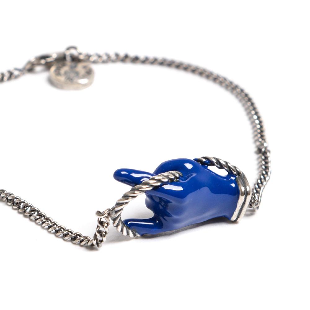 D'AMICO Bracciale Catenina con "Horn" Laccato Blu In Linea