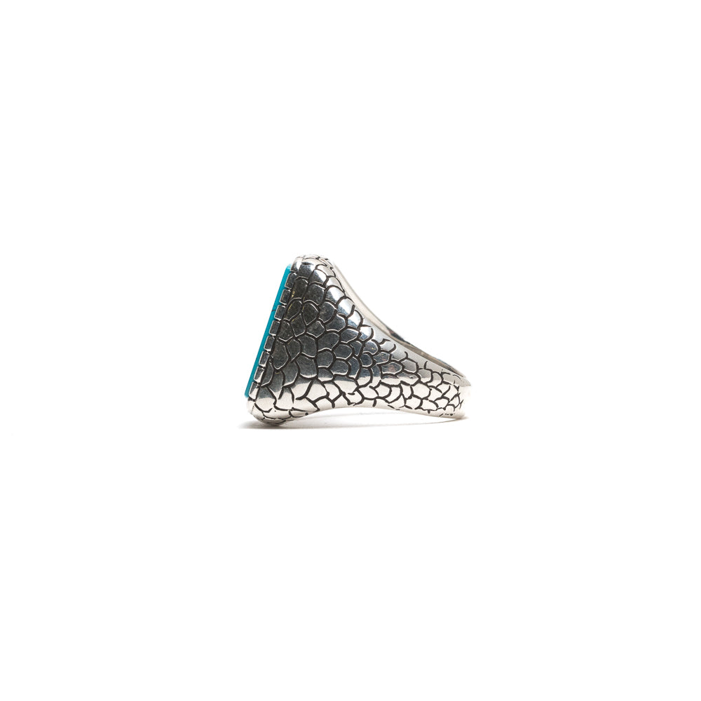 D'AMICO Anello Rettangolare Stampa Cocco + Turchese Offerta speciale della fabbrica