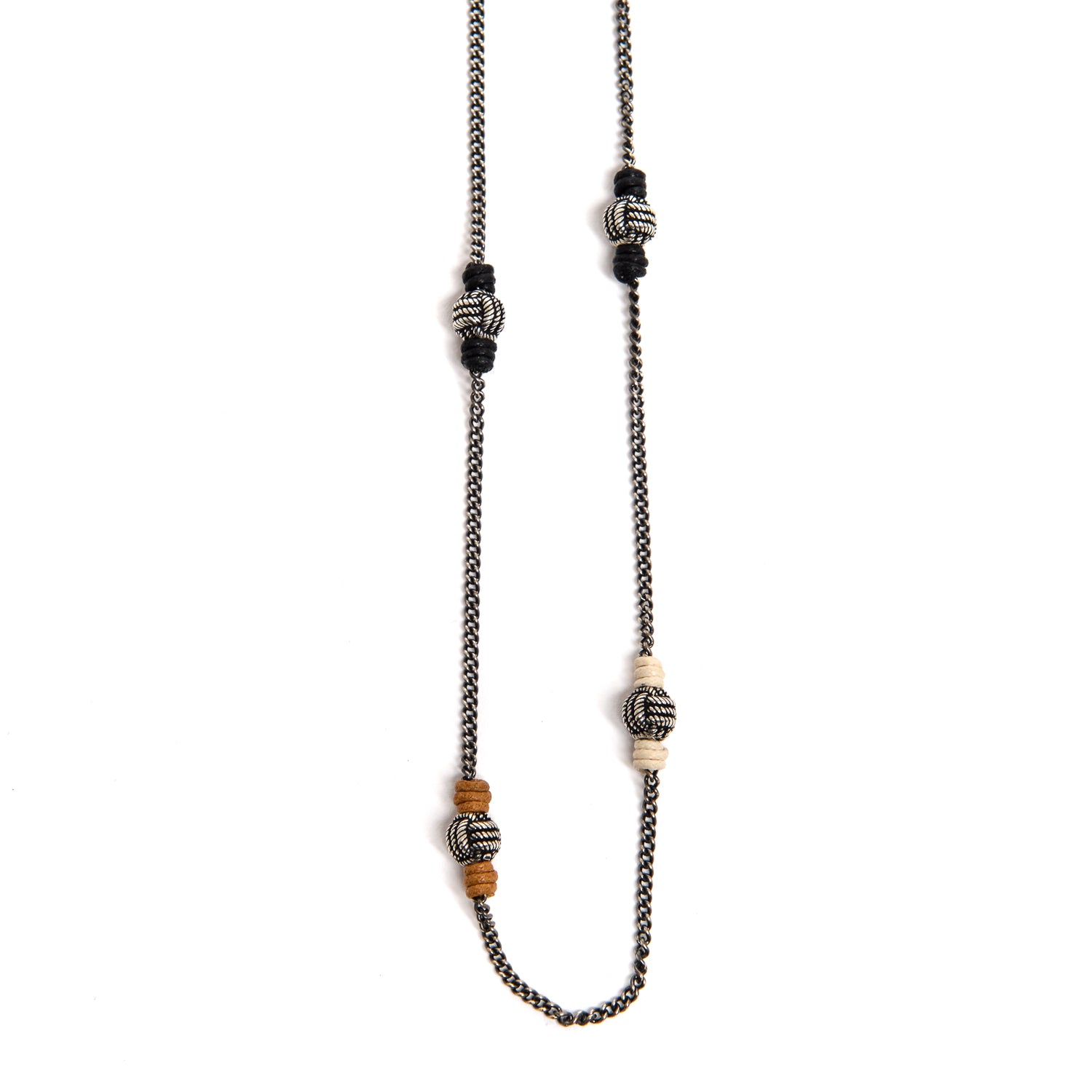 D'AMICO Collana Catena + Palline Nodo Argento + Filo Cerato Shopping Online