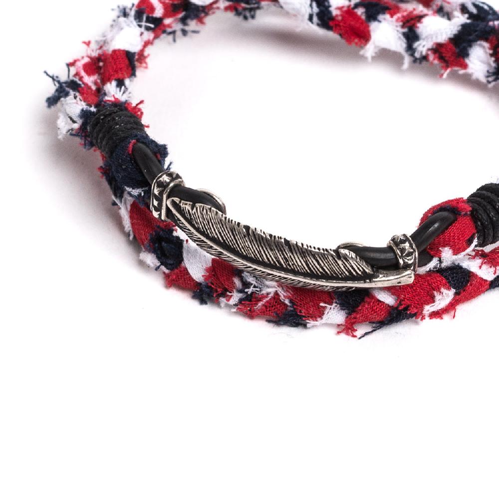 D'AMICO Bracciale Bandana Intrecciata + Piuma Outlet