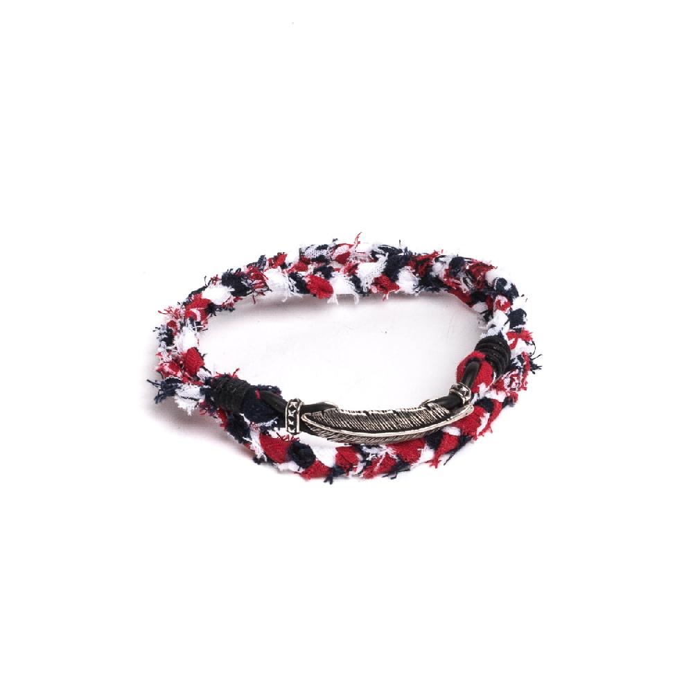 D'AMICO Bracciale Bandana Intrecciata + Piuma Outlet