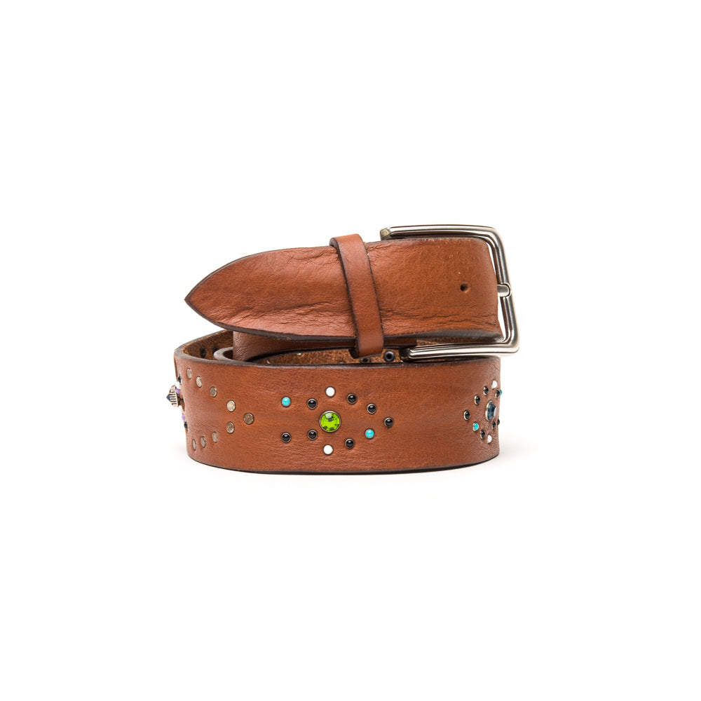D'AMICO Cintura Cuoio Butter + Borchie Pietre e Trafori Sconto