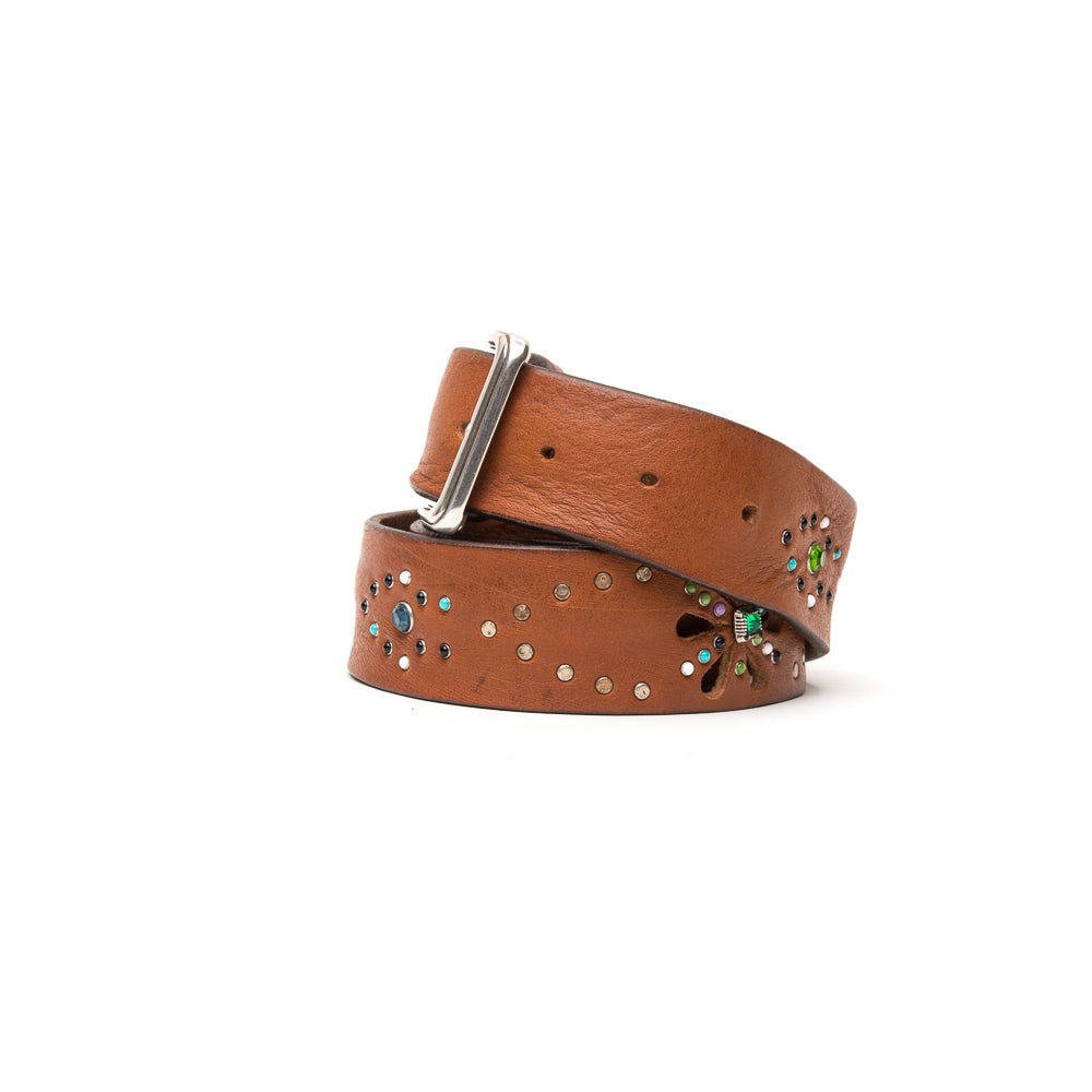 D'AMICO Cintura Cuoio Butter + Borchie Pietre e Trafori Sconto