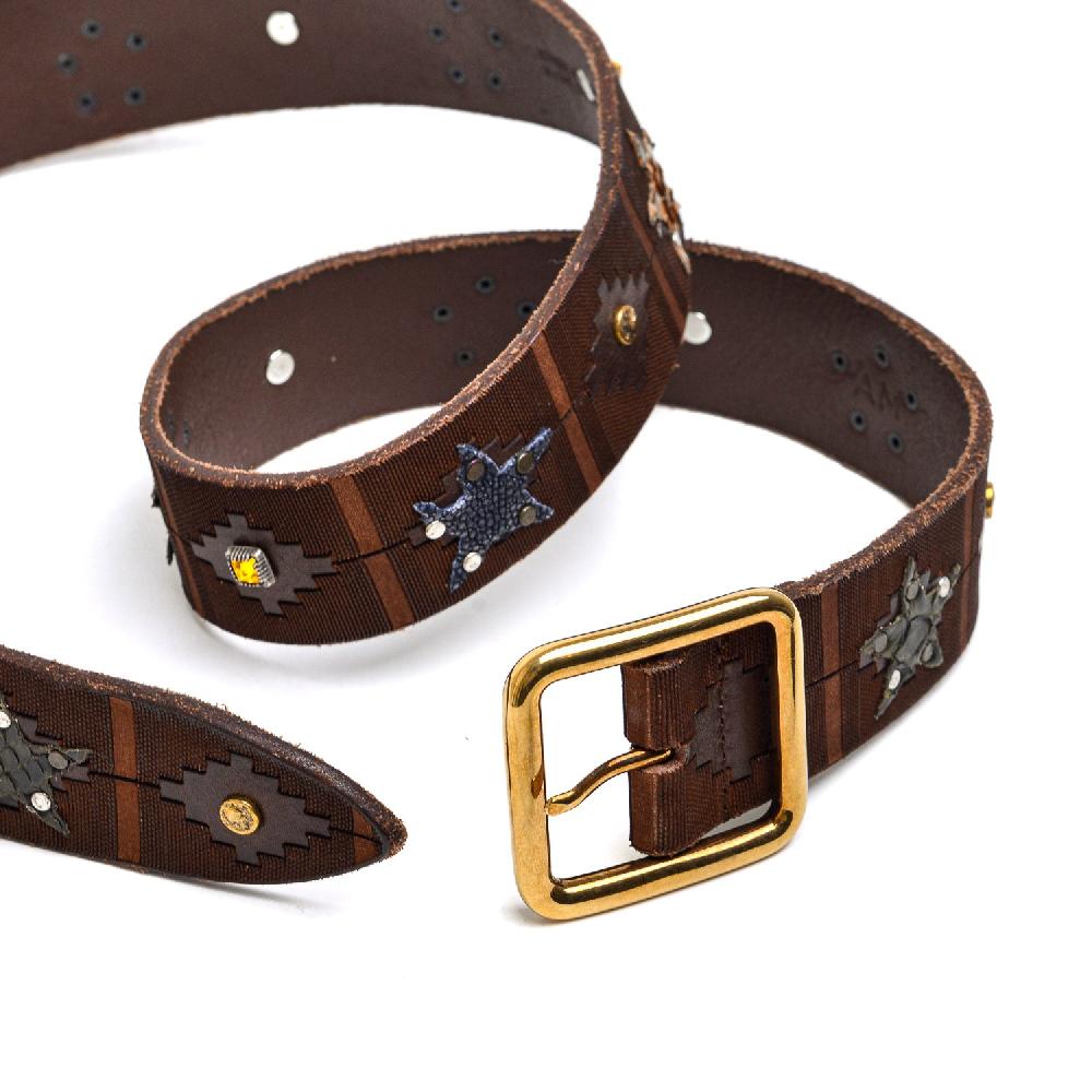 D'AMICO Cintura Cuoio Laserato + Decorazioni Stelle / Pitone / Razza e Pietre Saldi Di Fabbrica