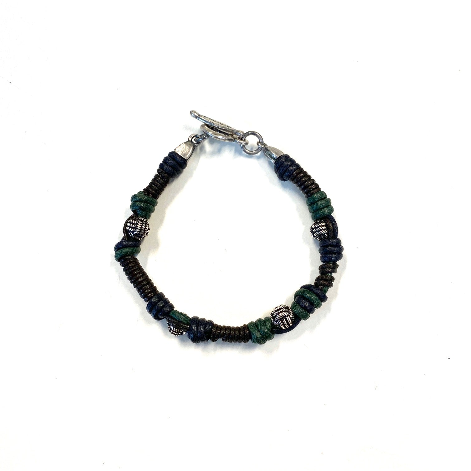 D'AMICO Bracciale Cotone Cerato + Palline Nodi Italy