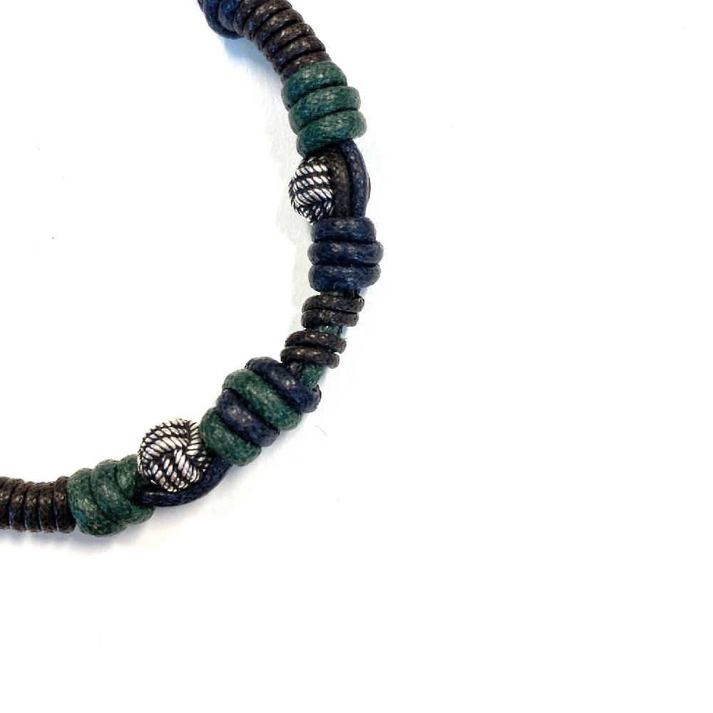 D'AMICO Bracciale Cotone Cerato + Palline Nodi Italy