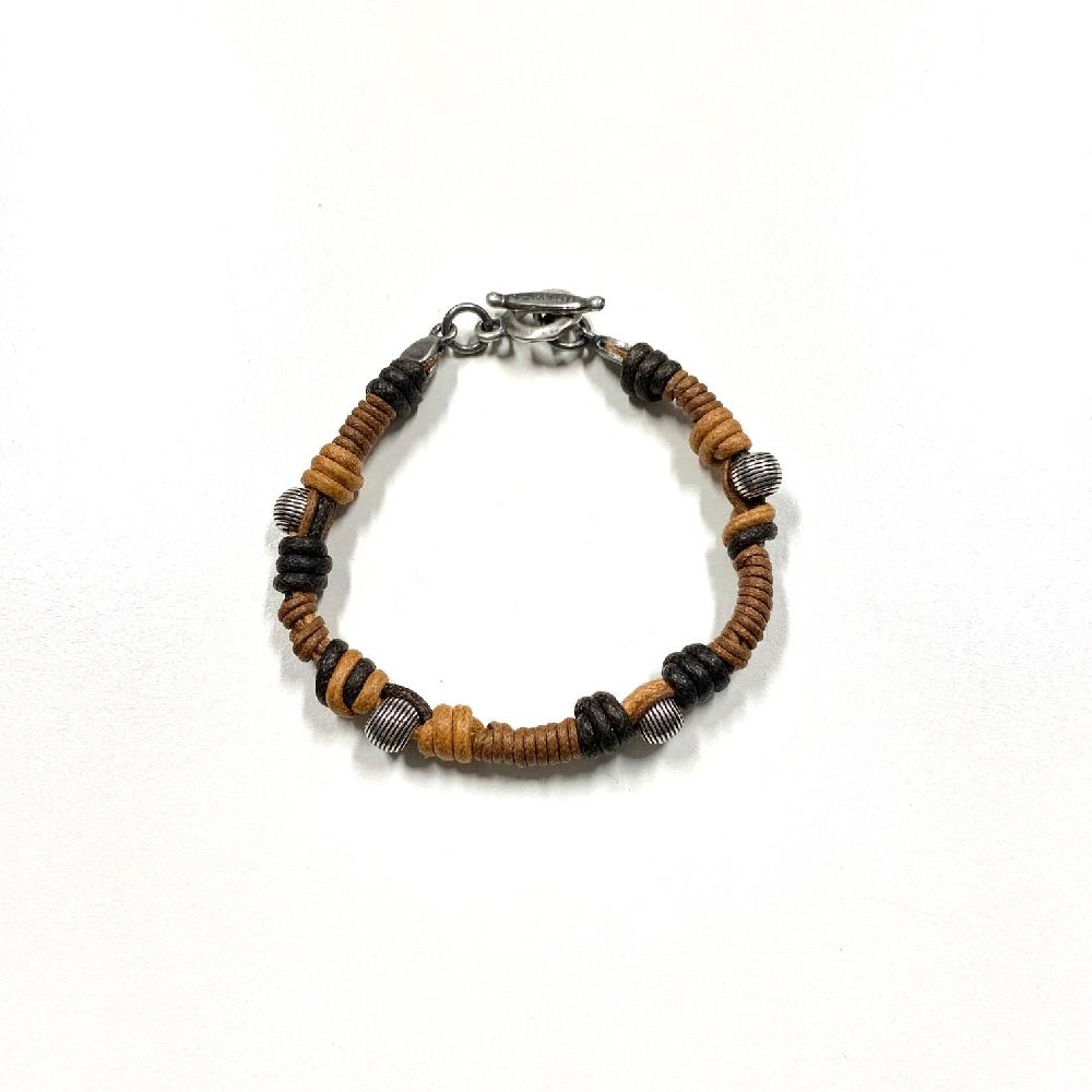 D'AMICO Bracciale Cotone Cerato + Palline Righe Italia