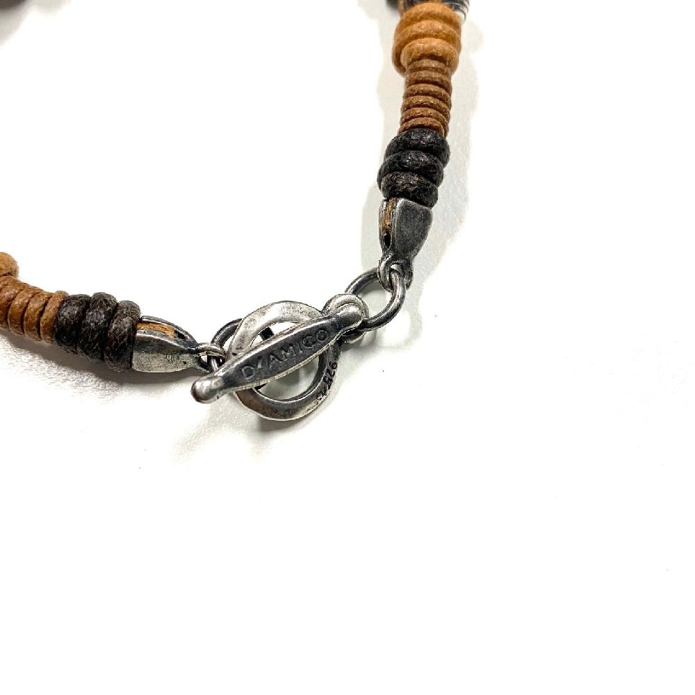 D'AMICO Bracciale Cotone Cerato + Palline Righe Italia