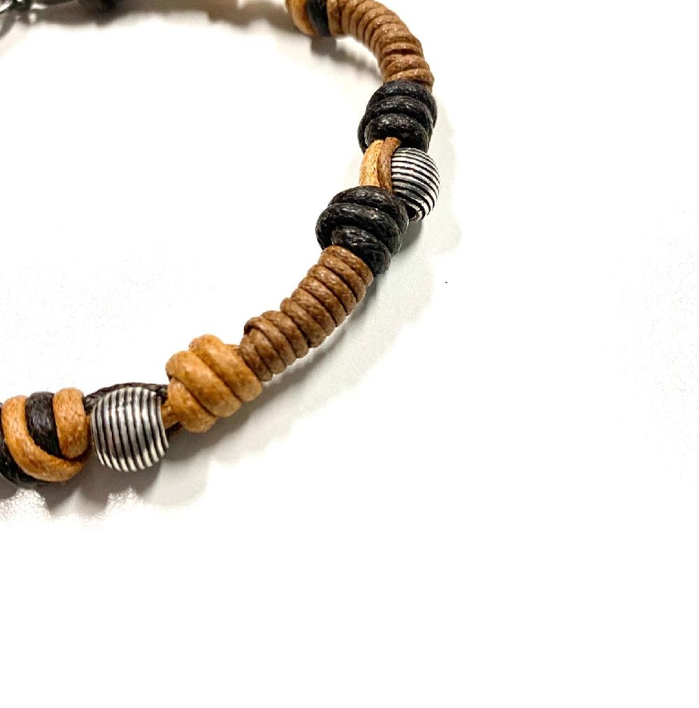 D'AMICO Bracciale Cotone Cerato + Palline Righe Italia