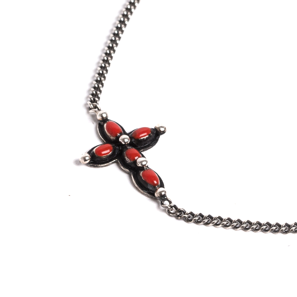 D'AMICO Bracciale Catenina + Croce Smaltata Corallo Sconto