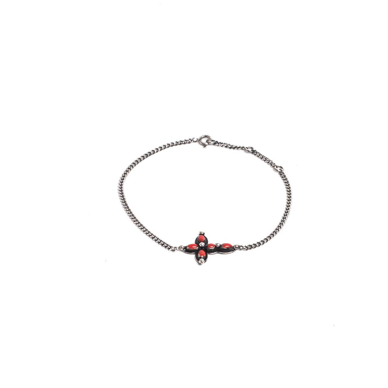 D'AMICO Bracciale Catenina + Croce Smaltata Corallo Sconto