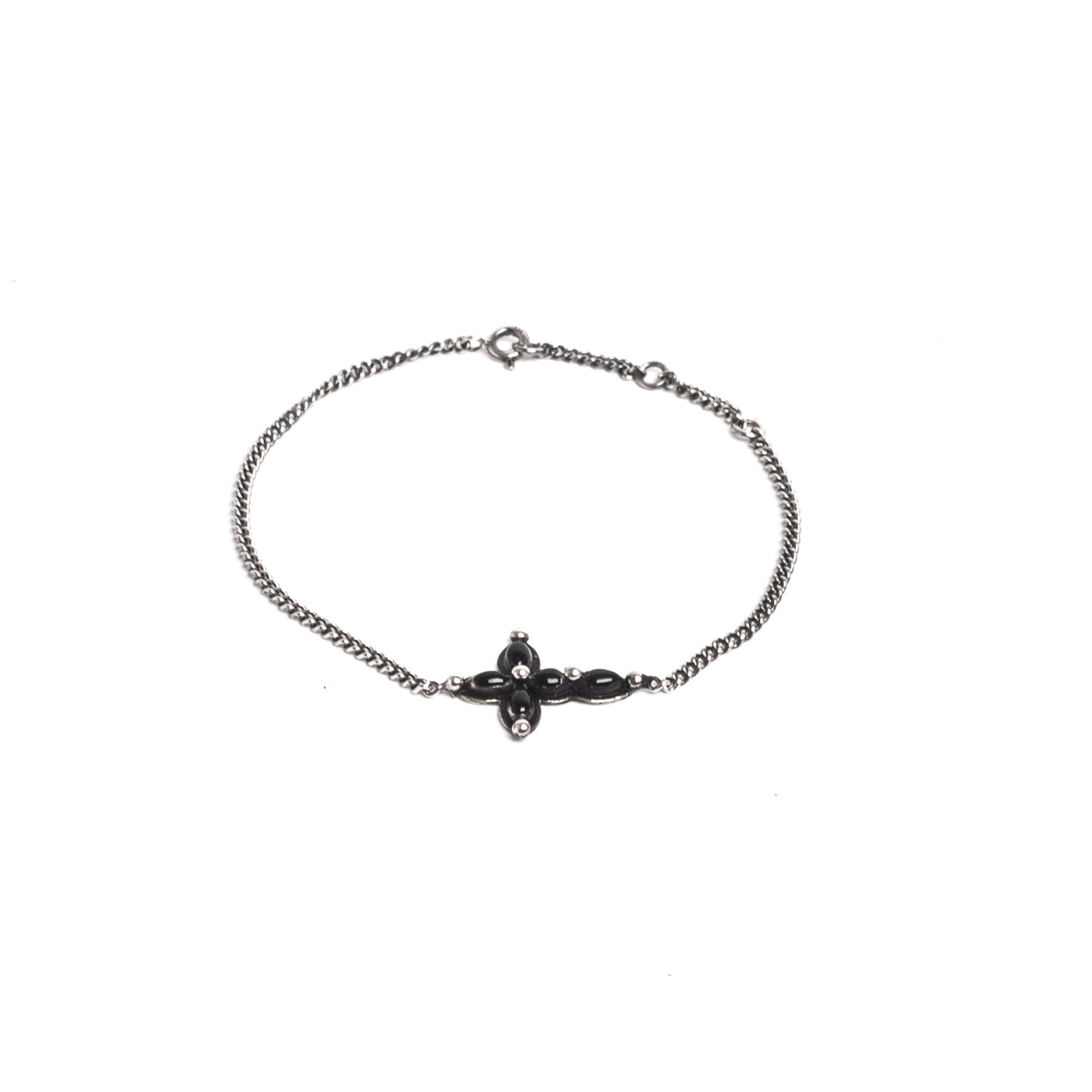 D'AMICO Bracciale Catenina + Croce Smaltata Nero Economico
