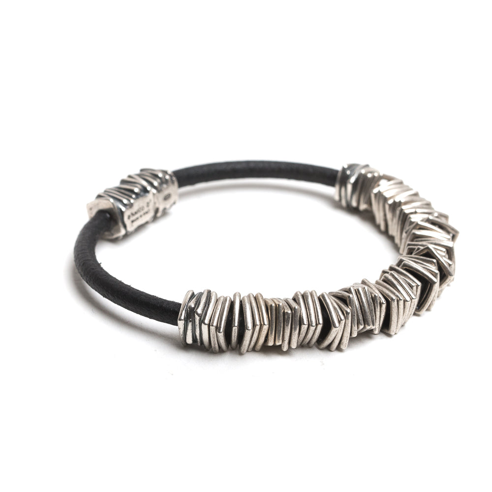 D'AMICO Bracciale Cuoio + Rondelle Saldi Di Fabbrica
