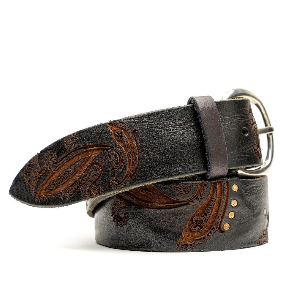 D'AMICO Cintura cuoio vintage Brown Laserato Pasley e Decorazioni Affare Del Giorno
