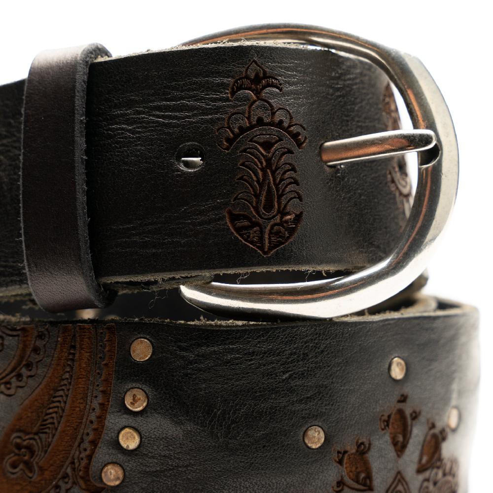 D'AMICO Cintura cuoio vintage Brown Laserato Pasley e Decorazioni Affare Del Giorno