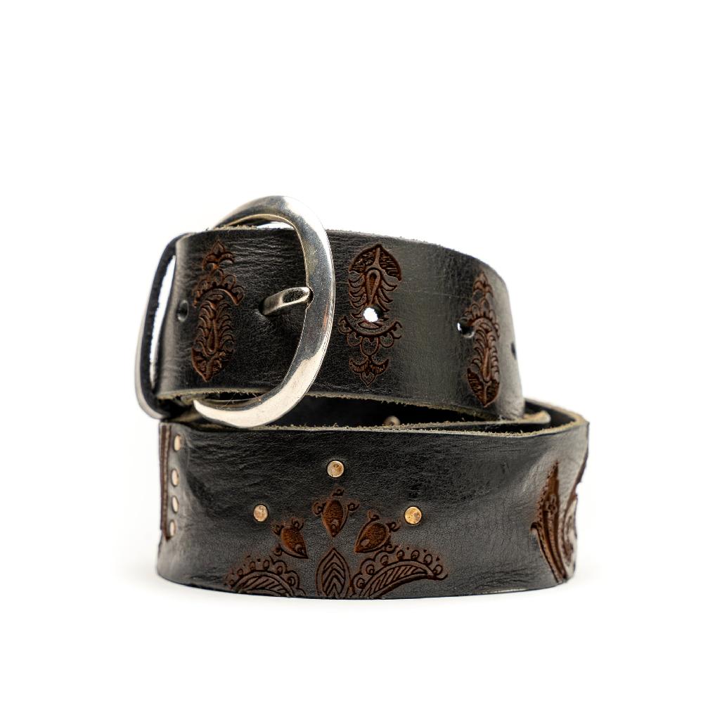 D'AMICO Cintura cuoio vintage Brown Laserato Pasley e Decorazioni Affare Del Giorno