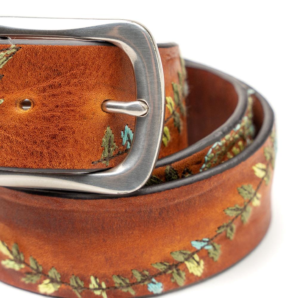 D'AMICO Cintura Cuoio Vintage Floral Turchese Spedizione Gratuita