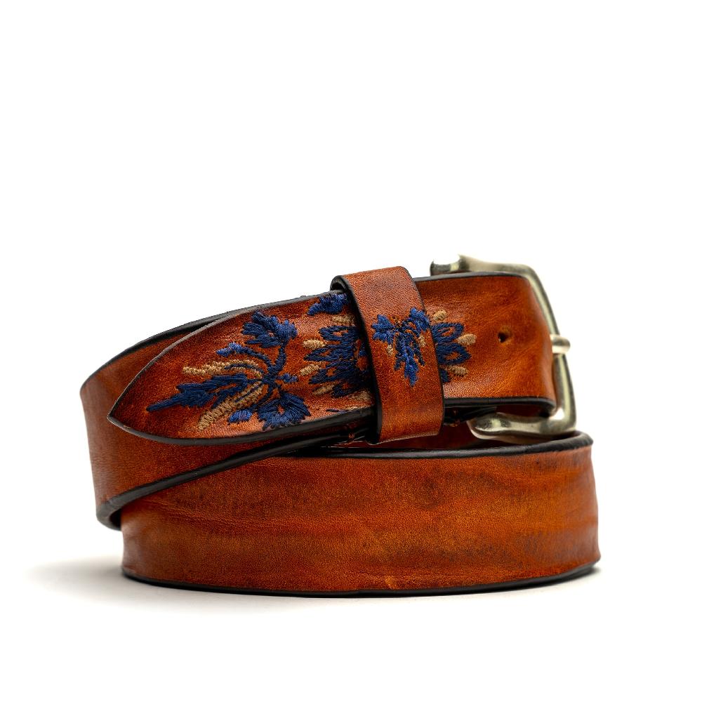 D'AMICO Cintura Cuoio Vintage Floral Blue Novità