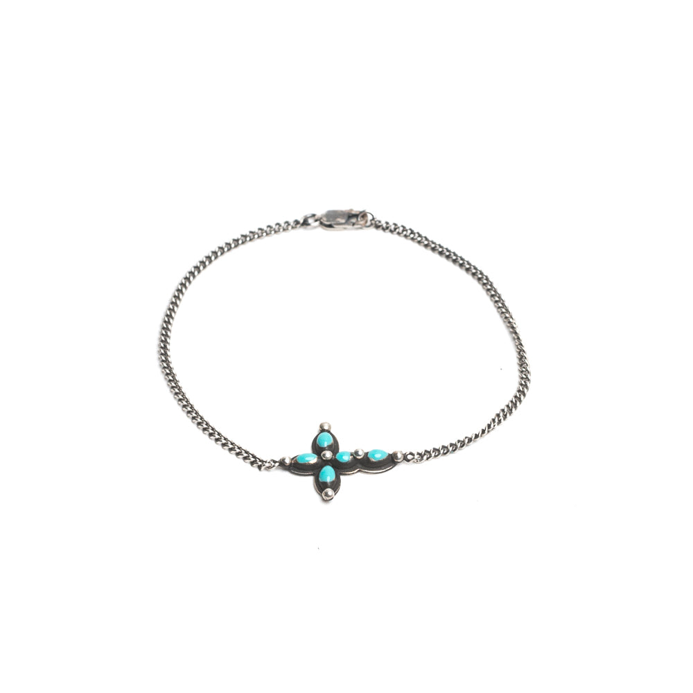D'AMICO Bracciale Catenina + Croce Smaltata Turchese Presa